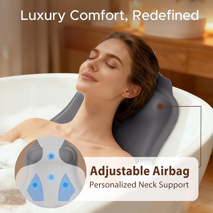 Bath Pillow for Tub, Adjustable Silicone Bathtub Pillows for Head and Neck - Image 2