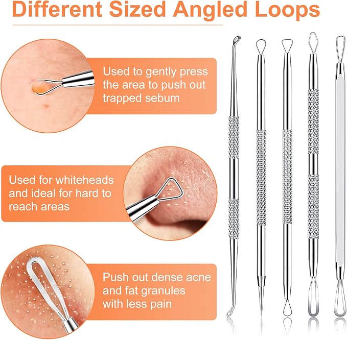 Pimple Popper Tool Kit, IUMAKEVP 15 PCS Professional Stainless Steel Blackhead - Image 4