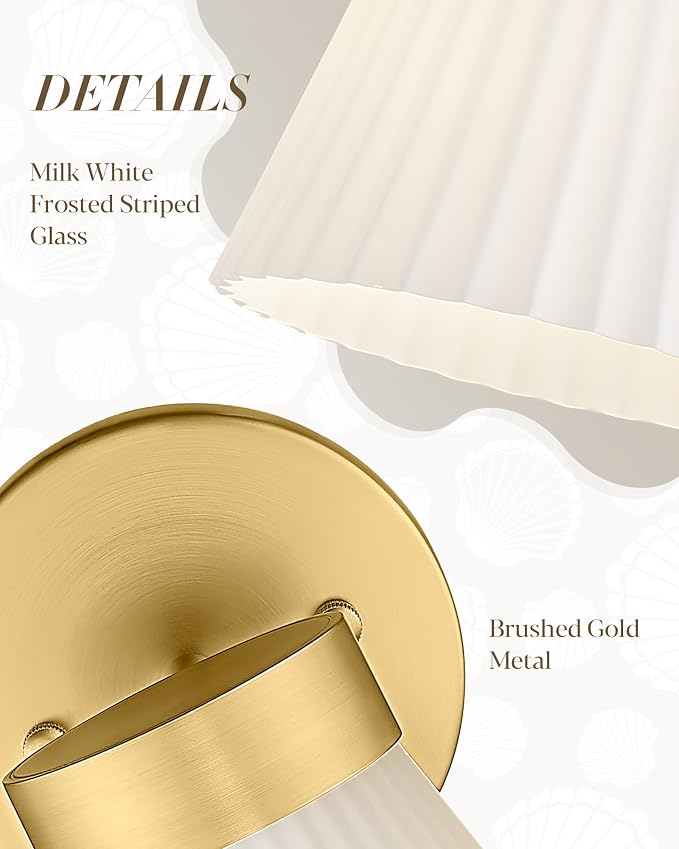 Gold Wall Sconces Set of Two, HWH Modern Bathroom Vanity Sconce Wall Lighting - Image 3
