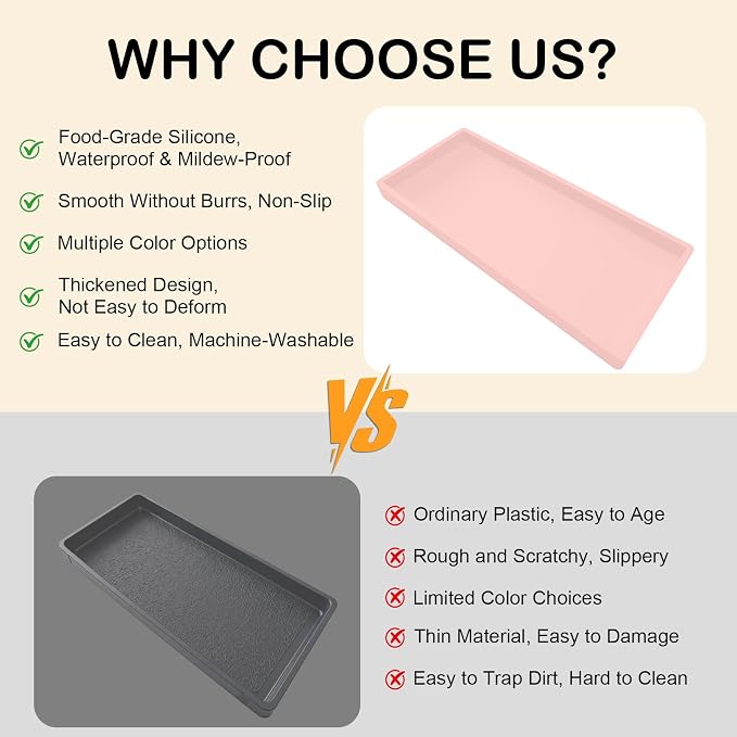 Bathroom Vanity Tray, Silicone 11.8 x 5 Inch Bathroom Counter Tray Decor - Image 5