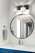 PRESDE Crystal 2 Light Bathroom Vanity Lights Black and Gold Bathroom Lights - Image 3