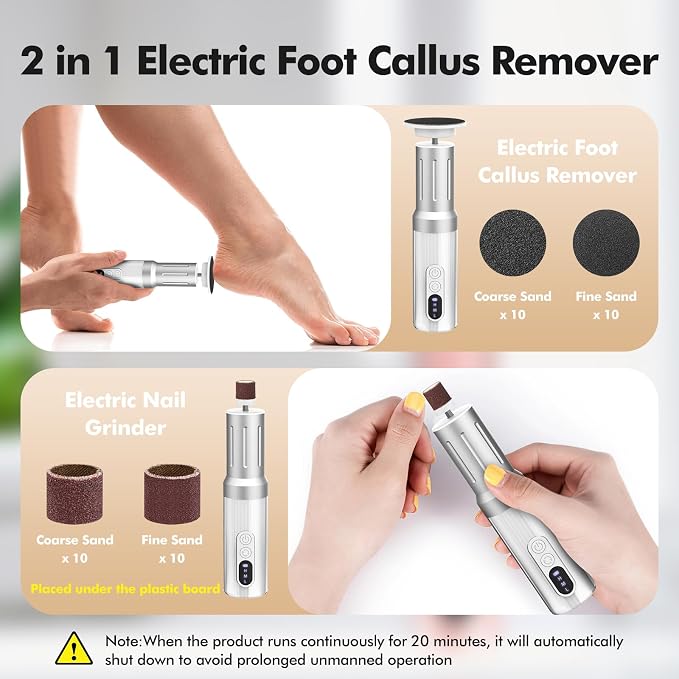 Electric Foot Callus Remover Cordless Electric Foot Filer Kit - Image 5
