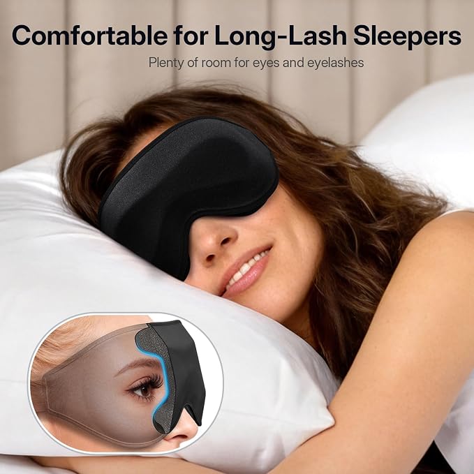 LitBear Long Lash Sleep Mask for Women Men Side Sleeper, 3D Contoured Light - Image 2