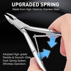 Precision Cuticle Nippers Trimmer Set, Double Spring Cuticle Remover Pusher - Image 6