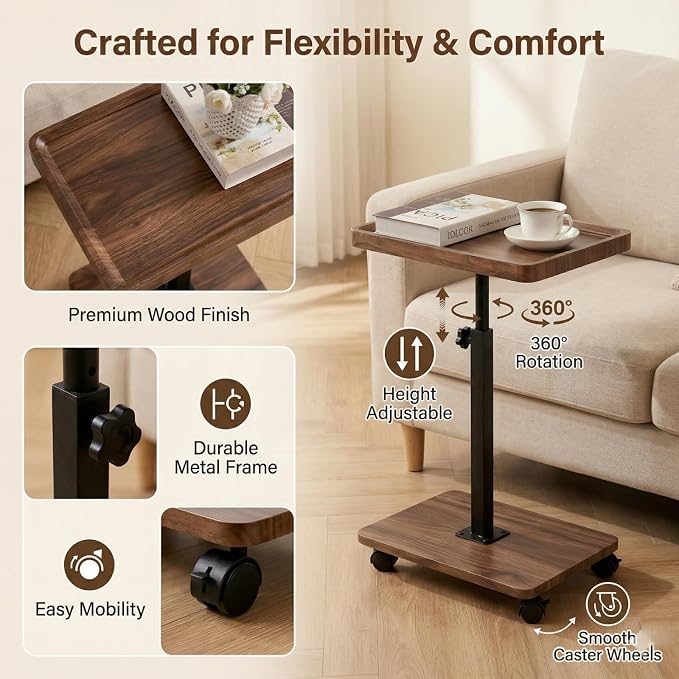 C Table End Table Adjustable Height, C Shaped End - Image 4