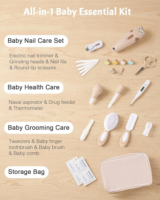 Lictin Baby Healthcare and Grooming Kit, 26 in 1 Rechargeable Baby Nail Trimmer - Image 2