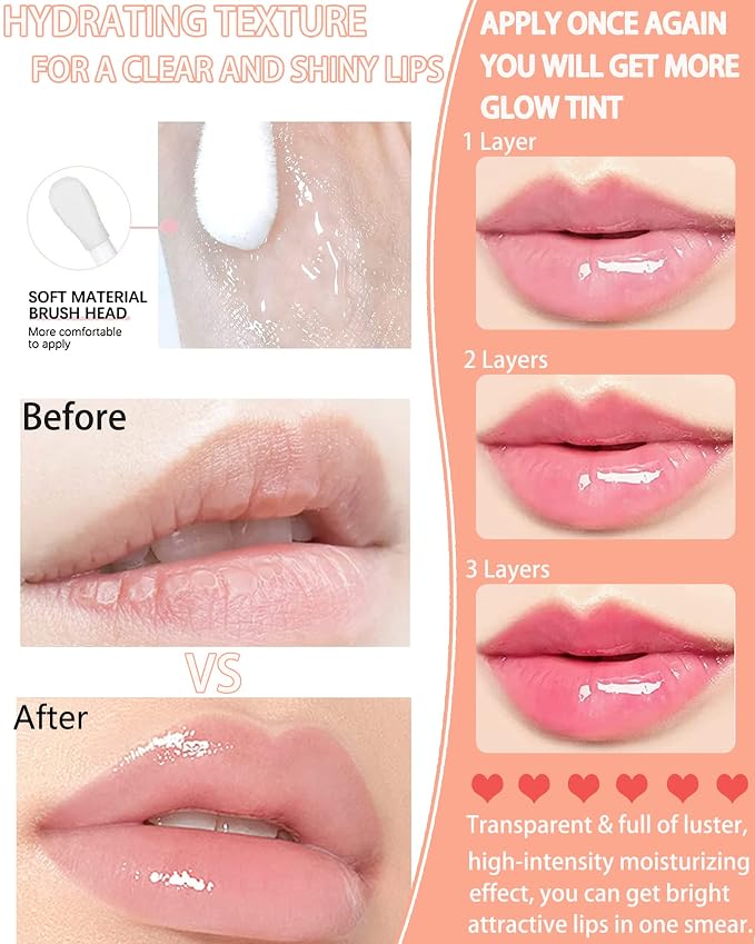 Plumping Lip Glow Oil, Hydrating Tinted Lip Oil Gloss, Transparent Toot Lip Oil - Image 5