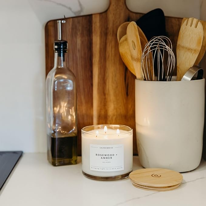 Calyan Wax Co. Rosewood & Amber 3 Wick Scented Candle - Image 5
