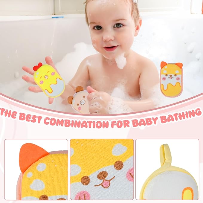 Baby and Kids Bath Loofah Sponge, Soft and Absorbent Toddler Exfoliating Body - Image 8