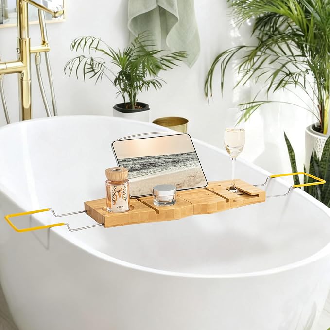Bamboo Bathtub Tray Expandable Bathroom Tray - Image 5