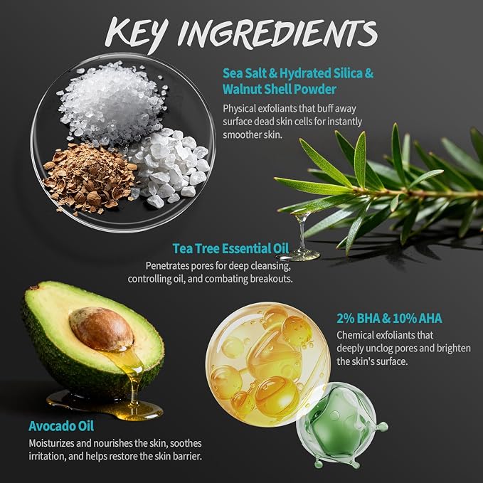 Men Body Scrub with Tea Tree Oil Exfoliating Body Scrub - Image 4