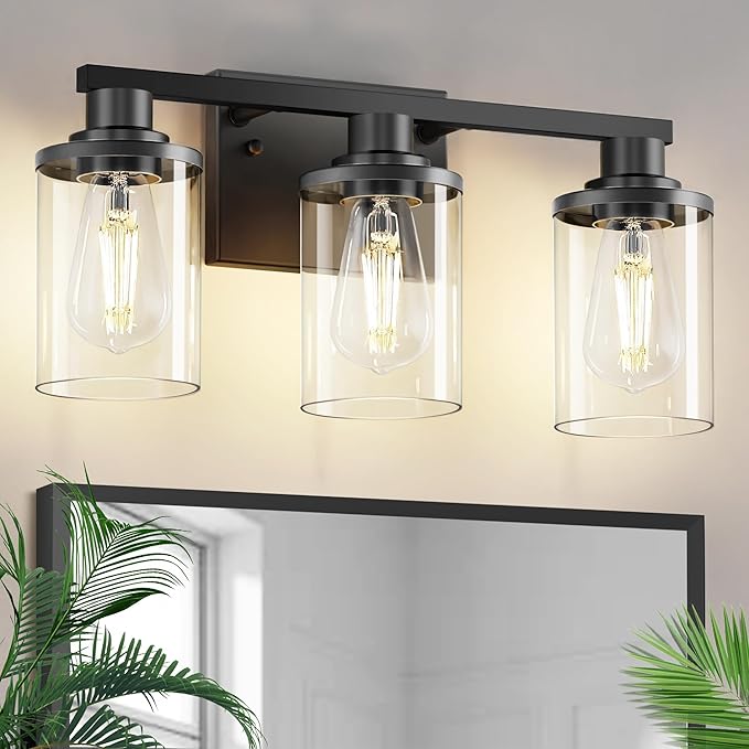 L LOHAS LED 3-Light Bathroom Vanity Light, 17 Inch Matte Black Bathroom Lighting by LLOHASLED