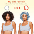 Shower Cap Reusable Double Layer Adjustable Elastic Waterproof EVA Hair Bath - Image 5