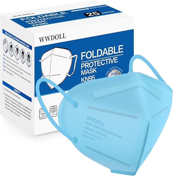WWDOLL KN95 Face Mask 25 Pack, 5-Layers Breathable Disposable KN95 Masks by WWDOLL