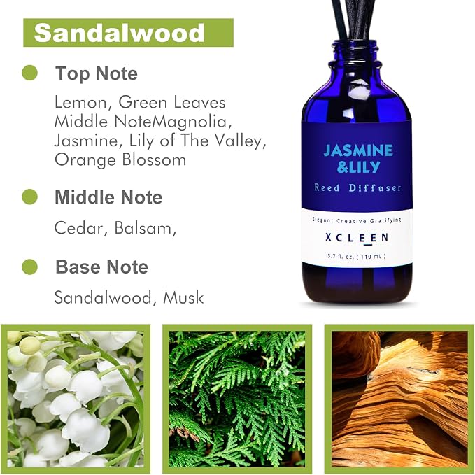 Xcleen Reed Diffuser Set- Jasmine & Lily Scented Diffuser - Image 2