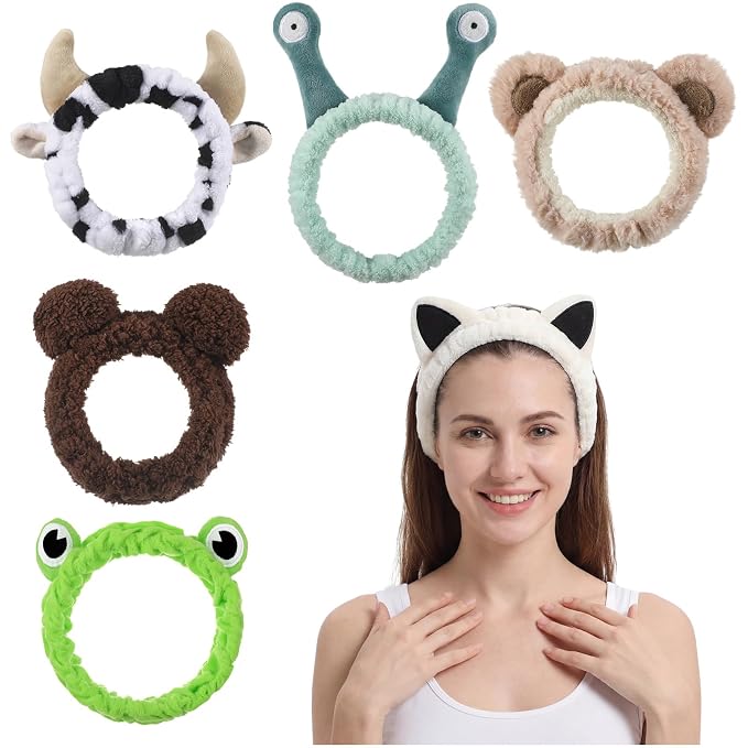 6-pack Animal Headbands Soft Coral Fleece Hair Band - Image 8