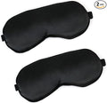 2 PCS Black Satin Sleep Masks, Adjustable Silk Eye Mask by Unknown