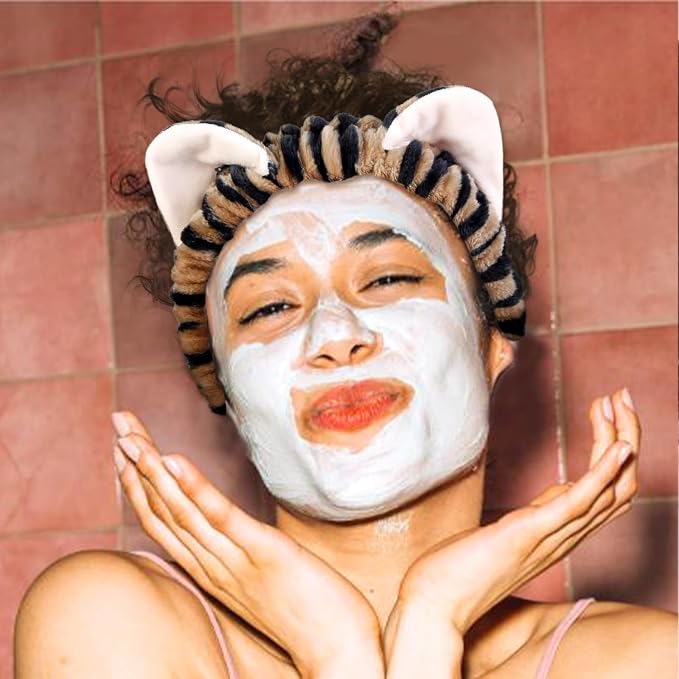 TEBIEKOY Plush Cat Ears Spa Headband - Image 3