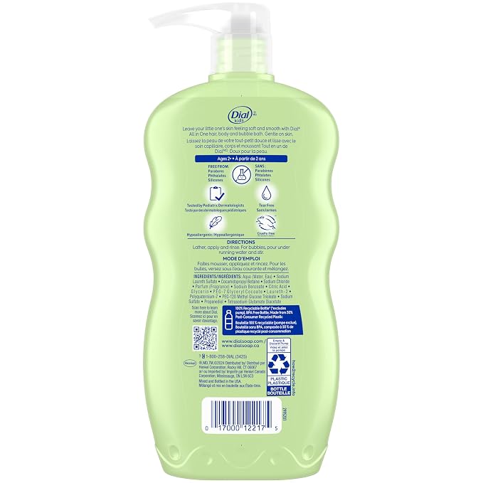 Dial Kids All-in-1 Body Wash + Hair + Bubble Bath, Melon Scent, 24 Fl Oz - Image 6