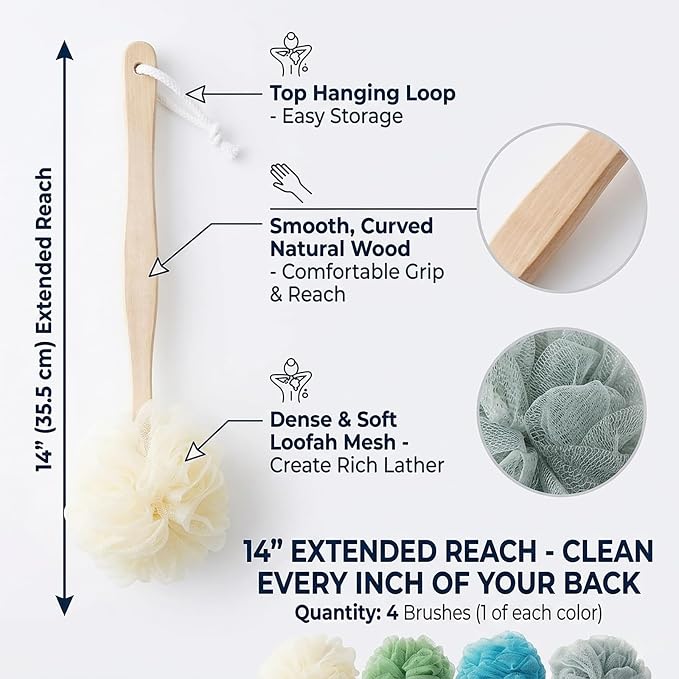 4 Pack Large Bath Puff Loofah Sponge - Image 2