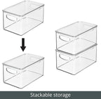 mDesign Deep Plastic Bathroom Storage Bin Box, Lid/Built-in Handles, - Image 5