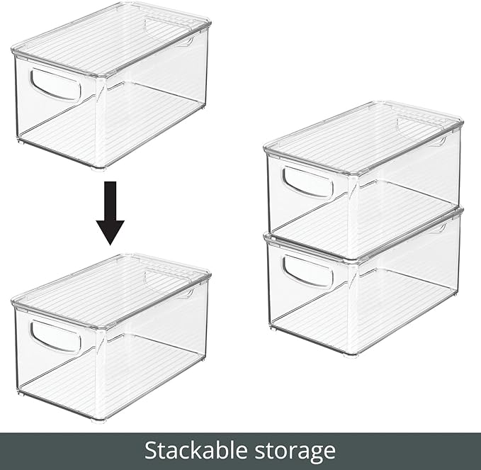mDesign Deep Plastic Bathroom Storage Bin Box, Lid/Built-in Handles, - Image 5