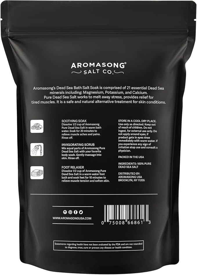 Aromasong Dead Sea Salt Bath Soak 14 OZ Pack – 100% Natural Dead Sea Salts - Image 8
