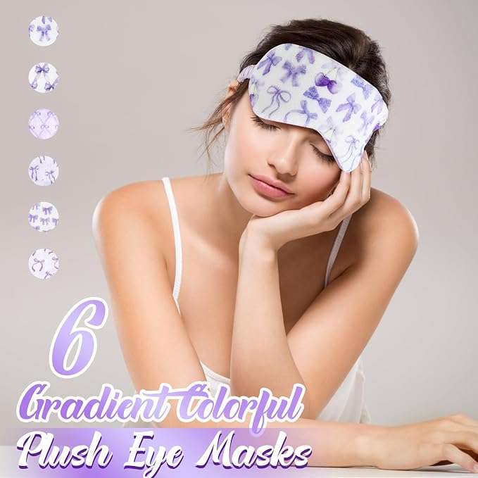 Cuffbow 6 Pack Plush Sleep Mask Set, Cute Plush Eye Masks - Image 4
