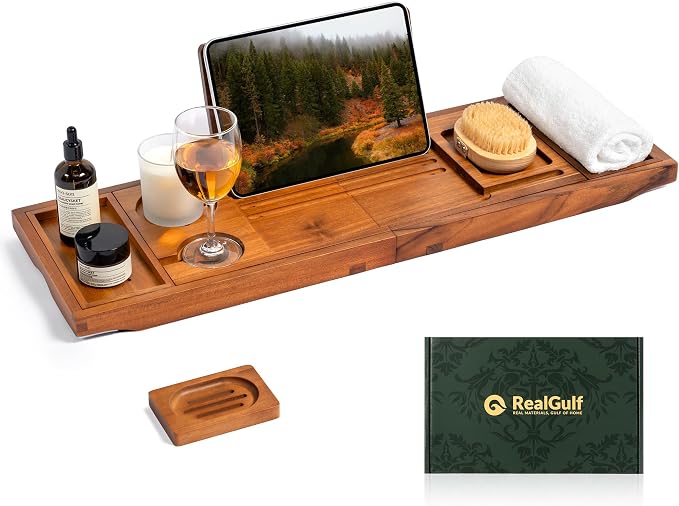 Teak Bathtub Tray, Bath Caddy by Unknown
