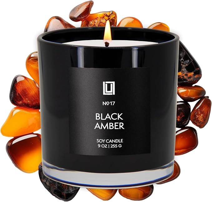 Lulu Candles | Black Amber | Luxury Scented Soy Jar Candle | Hand Poured in The by LULUCANDLES