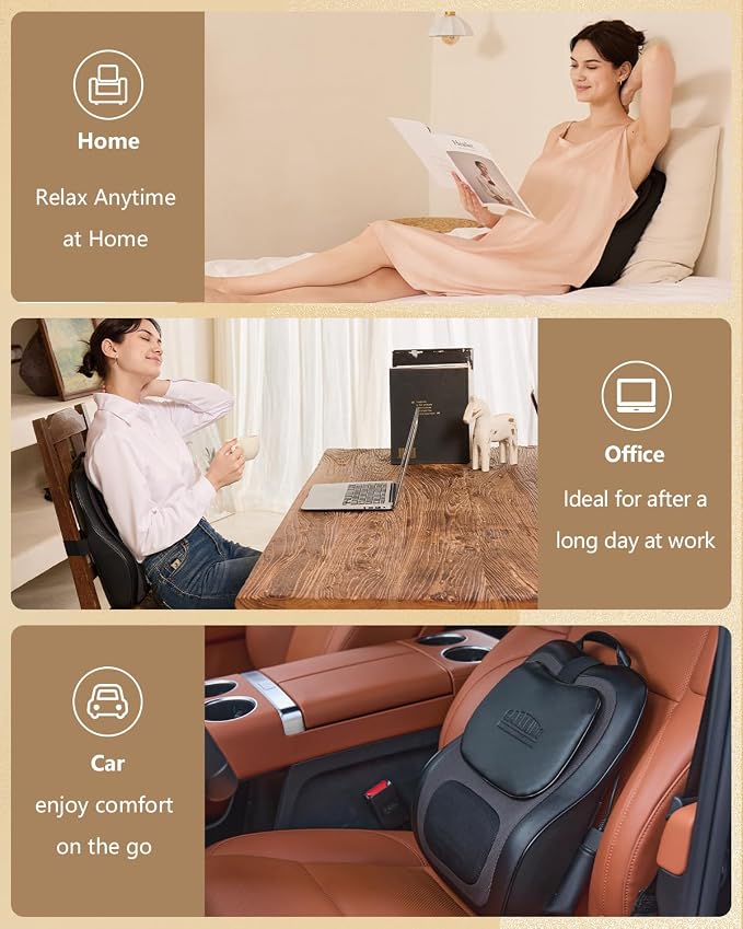 Back Massager with Heat, 3D Massage Pillow - Image 5