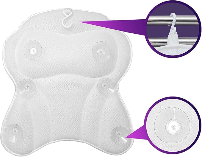 Luxury Ergonomic Bath Spa Tub Relax Pillow Cushion Headrest Neck Back Support - Image 4