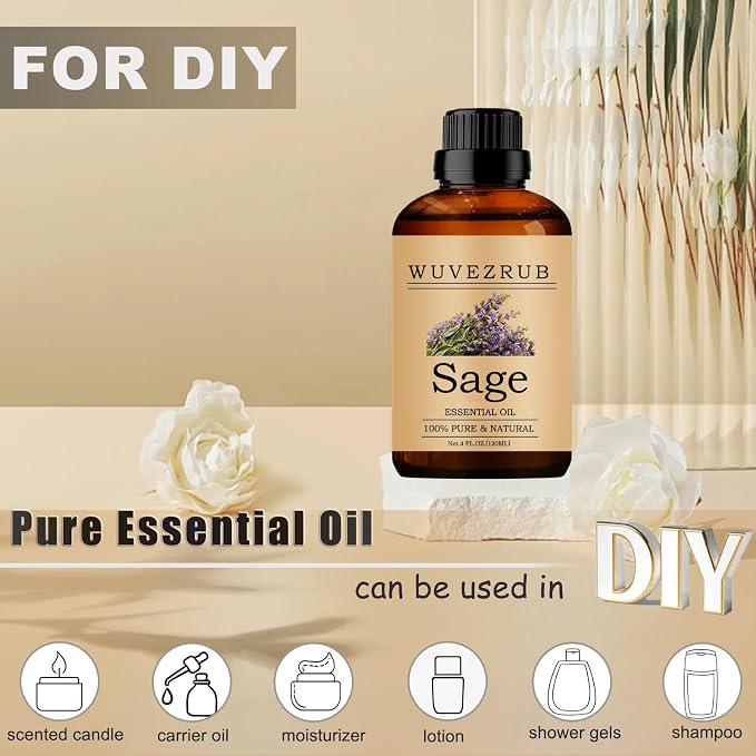 Sage Essential Oils, 120ML Pure and Natural Essential Oil - Image 3