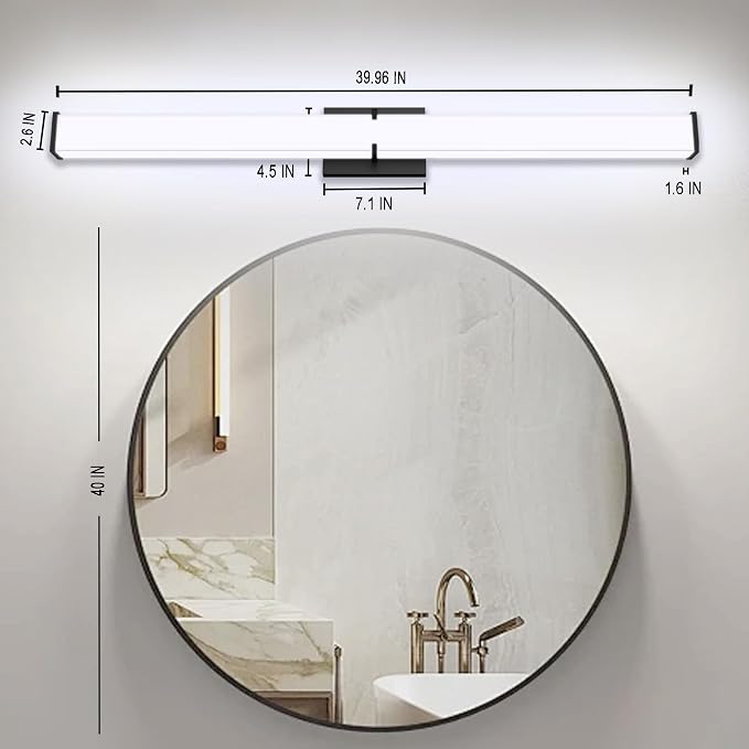 Bathroom Light Fixtures: 40 Inch ETL Certified LED Bathroom Vanity Light 5000K - Image 9