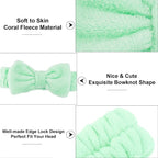 Casoty 6 Pcs Green Spa Headbands, Skin Care Headband, Soft Coral Fleece - Image 7
