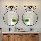 Black Bathroom Vanity Light, 3-Light Matte Black Finish Farmhouse Wall Sconce - Image 2