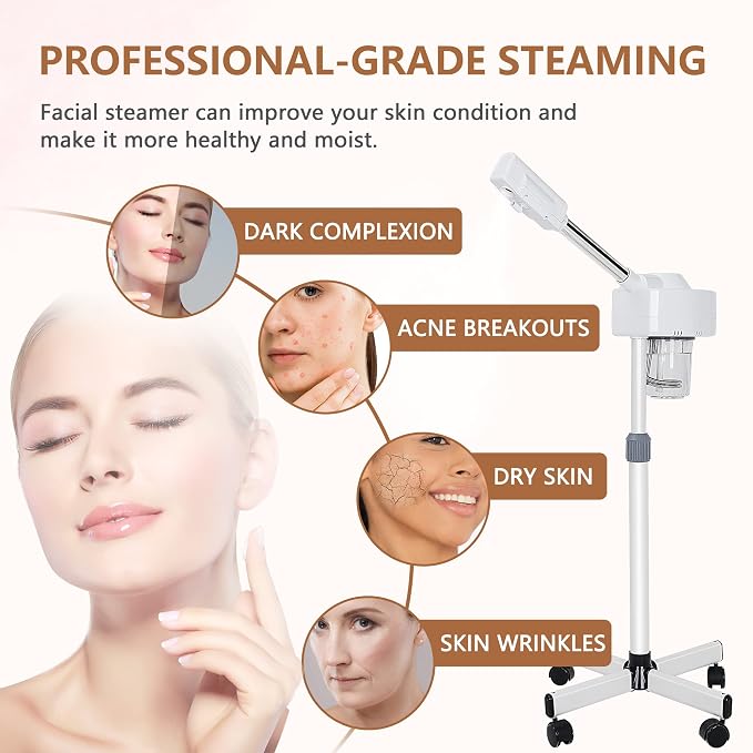 Nova Microdermabrasion Professional Facial Steamer On Wheels Ionic Ozone - Image 4