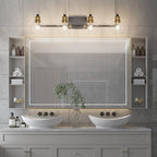 Tipace Industrial Bathroom Vanity Lighting Fixtures 4-Lights Vintage Black & - Image 3