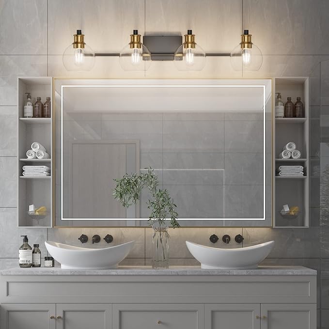 Tipace Industrial Bathroom Vanity Lighting Fixtures 4-Lights Vintage Black & - Image 3