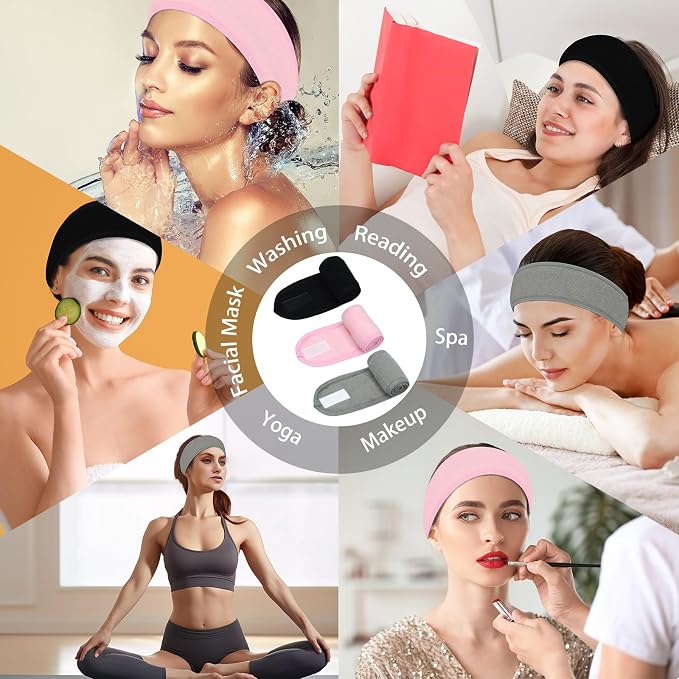 3 Pack Facial Spa Headband for Women - Image 4