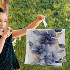 Abstract Blue Golden Floral Leaves Hand Towels - Image 4