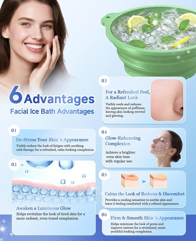 Face Bowl for Ice with Built-in Ice Tray – Collapsible Silicone Facial Ice Bath - Image 5