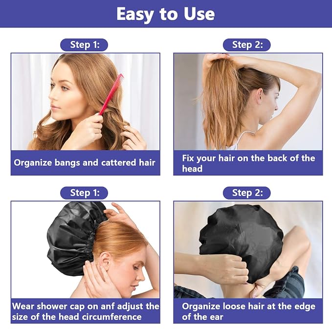 1 PCS Shower Cap, Double Layer & Adjustable Bathing Cap - Image 5