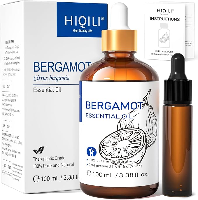 HIQILI Bergamot Essential Oil for Diffuser, 100% Pure & Natural by HIQILI