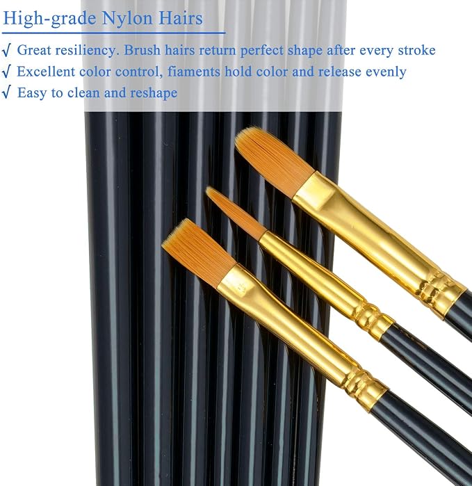 BOSOBO Paint Brushes Set, 6 Pack 60 Pcs Round Pointed Tip Paintbrushes Nylon - Image 5