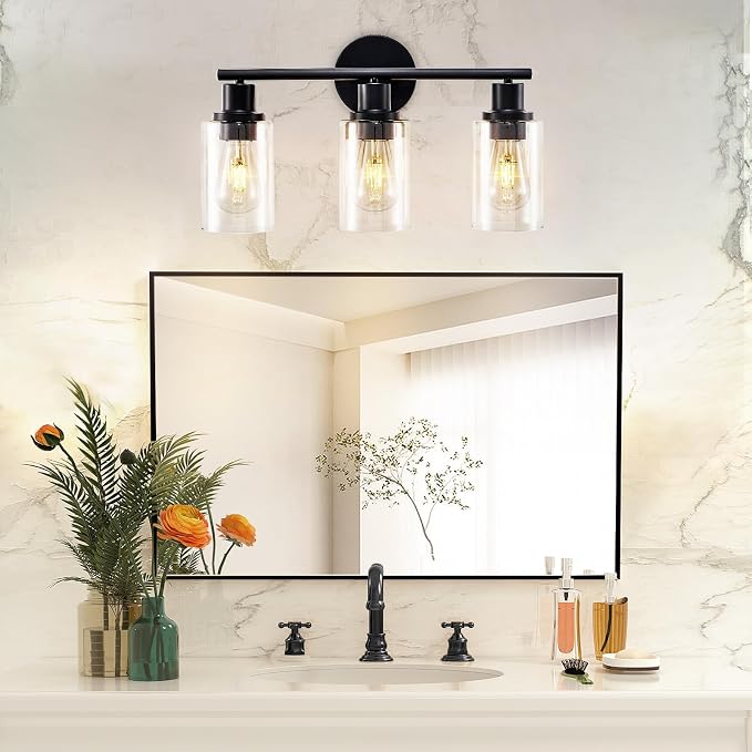 DLLT 3-Light Bathroom Light Fixtures: 18.51" Black Modern Vanity Lights - Image 7