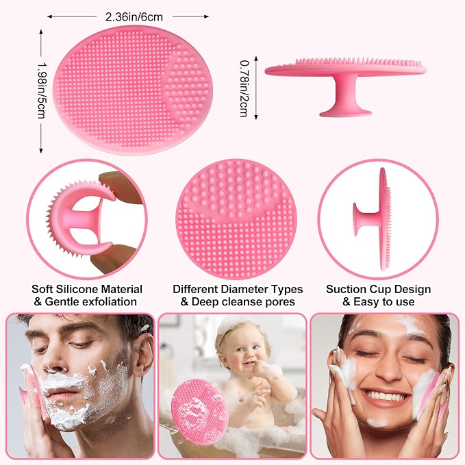 MUiiGOOD 2pcs Silicone Face Scrubber Round Pads Face Mask Brush Exfoliating Lip - Image 4