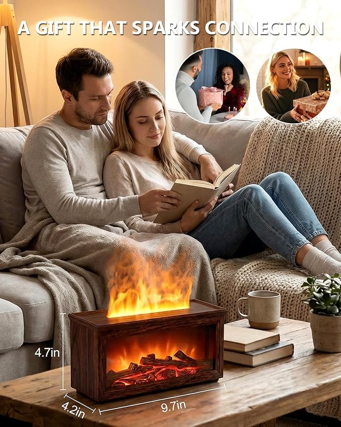 Essential Oil Diffuser, 7-Color Fireplace Fire Flame Aromatherapy Humidifier - Image 7