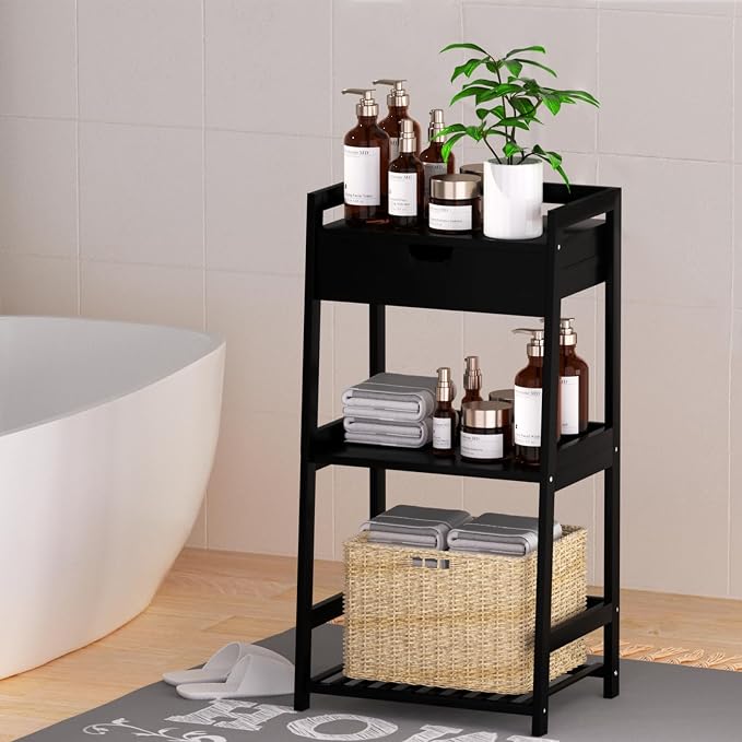 POXAKA 3 Tier Bamboo Bathroom Shelves - Image 8