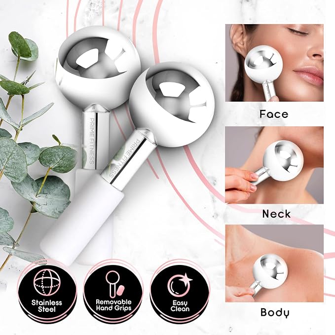 Ice Globes for Facials | Unbreakable Steel Cooling Roller | Cryo Sticks for - Image 2